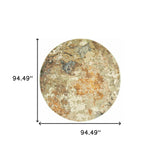 8' Gold and Ivory Round Power Loom Area Rug - Homeroots - Flyclothing LLC