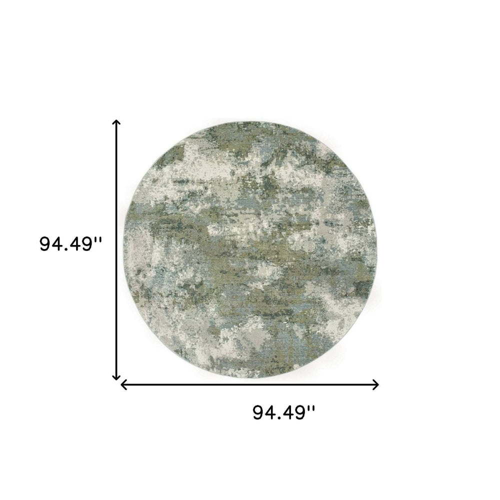 8' Blue Green Round Power Loom Area Rug - Homeroots - Flyclothing LLC