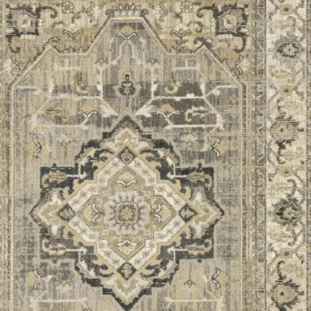 10' X 13' Beige And Gray Traditional Medallion Indoor Area Rug - Homeroots - Flyclothing LLC