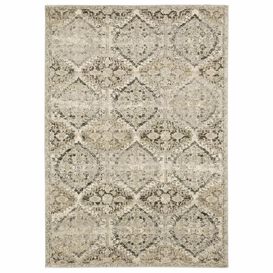 10' X 13' Ivory And Gray Floral Trellis Indoor Area Rug - Homeroots - Flyclothing LLC