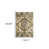 10' X 13' Tan And Gold Central Medallion Indoor Area Rug - Homeroots - Flyclothing LLC