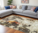 10' X 13' Beige and Black Power Loom Area Rug - Homeroots - Flyclothing LLC