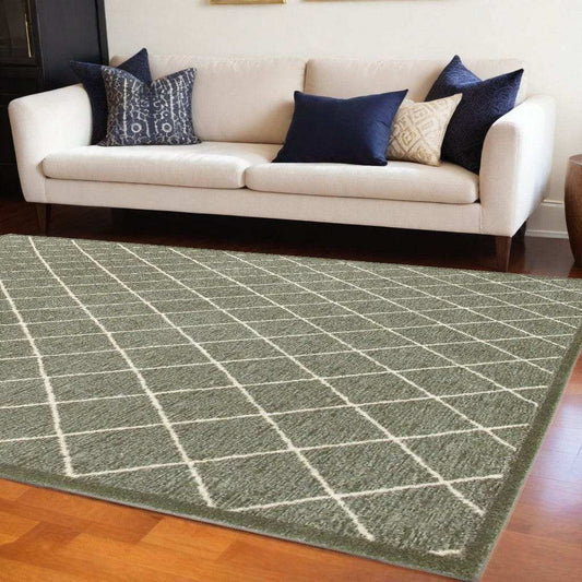 10' X 13' Gray And Ivory Diamond Indoor Area Rug - Homeroots - Flyclothing LLC