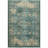 10' X 13' Peacock Blue And Ivory Indoor Area Rug - Homeroots - Flyclothing LLC