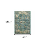 10' X 13' Peacock Blue And Ivory Indoor Area Rug - Homeroots - Flyclothing LLC