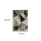 10' X 13' Gray And Teal Geometrics Indoor Area Rug - Homeroots - Flyclothing LLC