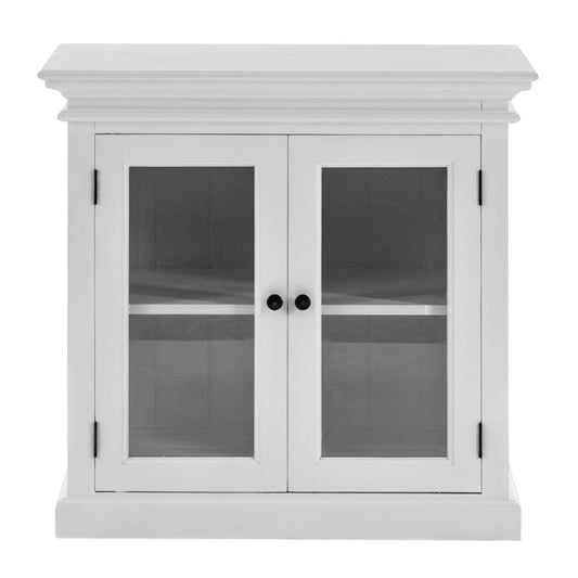 35" White Wood and Glass Two Door Accent Cabinet - Homeroots