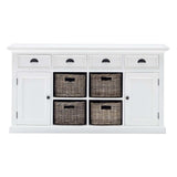 Modern Farmhouse White Buffet With Baskets - Homeroots - Flyclothing LLC