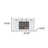 Modern Farmhouse White Buffet With Baskets - Homeroots - Flyclothing LLC