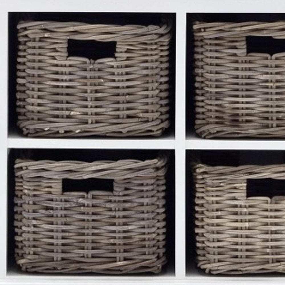 Modern Farmhouse White Buffet With Baskets - Homeroots - Flyclothing LLC