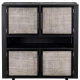 Modern Rustic Black Rattan Double Decker Accent Cabinet - Homeroots - Flyclothing LLC