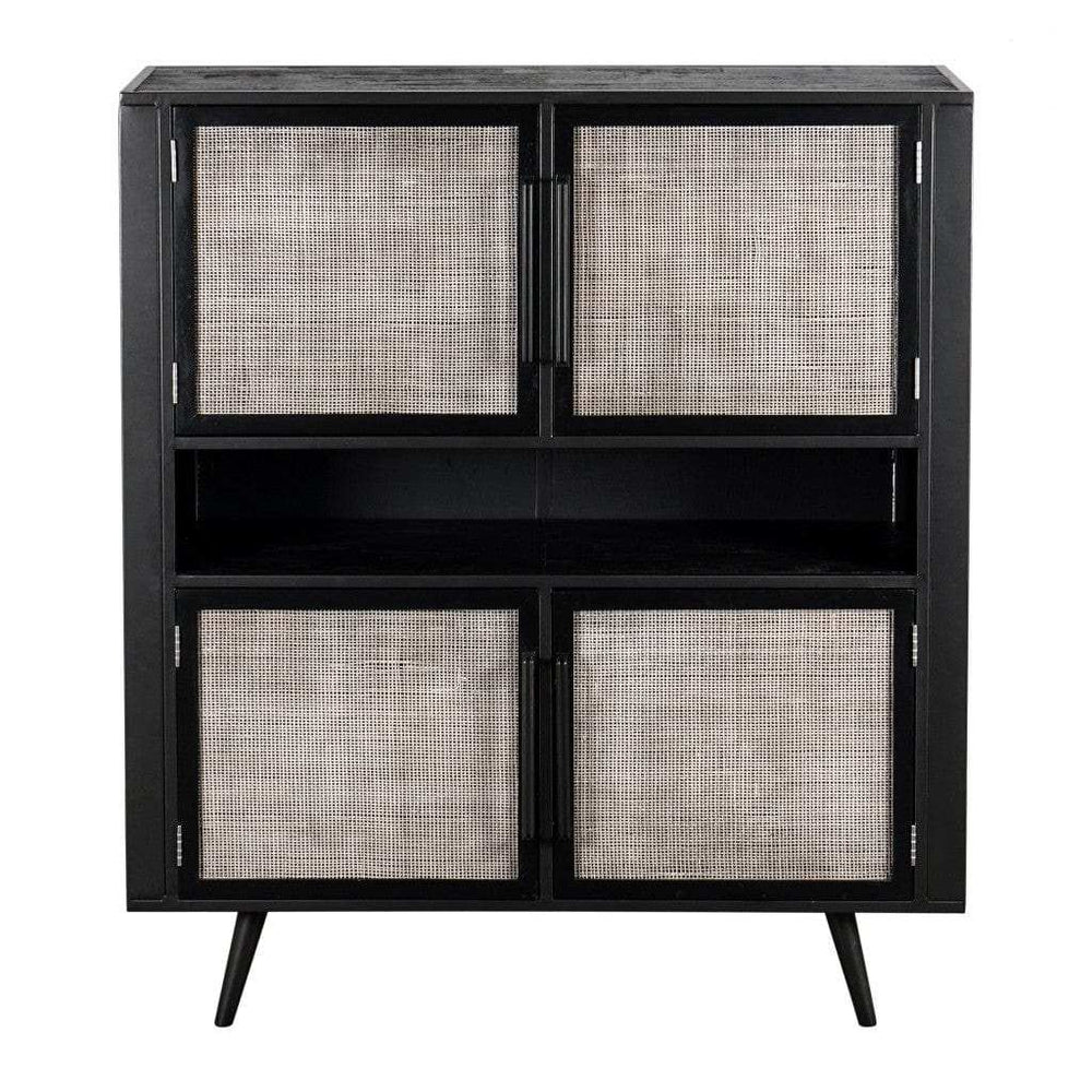 Modern Rustic Black Rattan Double Decker Accent Cabinet - Homeroots - Flyclothing LLC