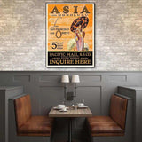 Asia via Honolulu Vintage Travel Unframed Print Wall Art - Homeroots - Flyclothing LLC
