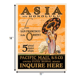 Asia via Honolulu Vintage Travel Unframed Print Wall Art - Homeroots - Flyclothing LLC