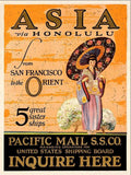 Asia via Honolulu Vintage Travel Unframed Print Wall Art - Homeroots - Flyclothing LLC