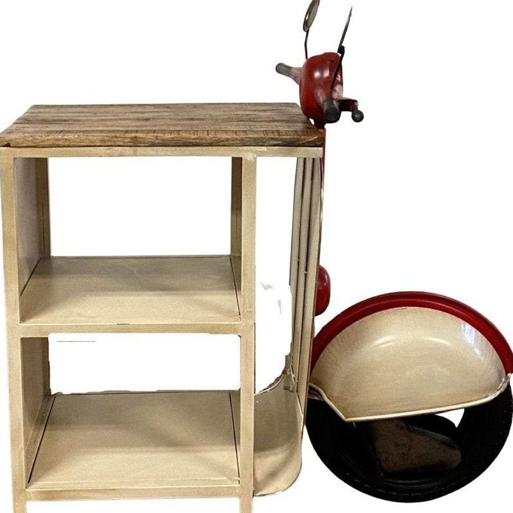 Rustic Red And Vanilla Scooter Cabinet - Homeroots - Flyclothing LLC