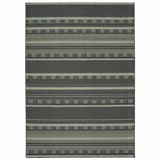9' X 12' Black Ivory Machine Woven Geometric Indoor Area Rug - Homeroots - Flyclothing LLC
