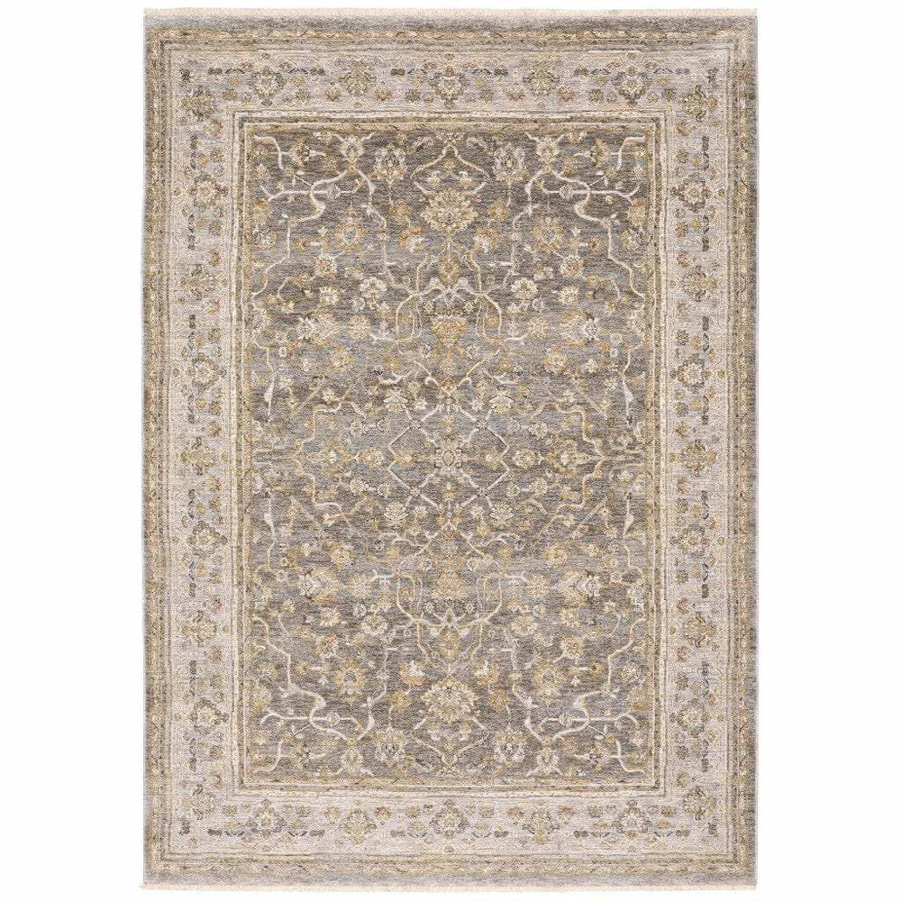 5' X 8' Beige Grey Machine Woven Oriental Indoor Arean Rug - Homeroots - Flyclothing LLC