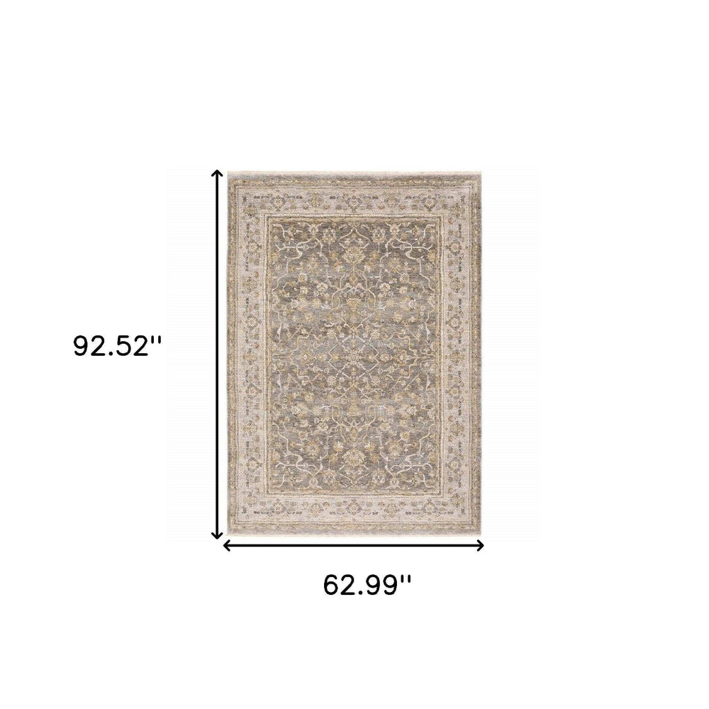 5' X 8' Beige Grey Machine Woven Oriental Indoor Arean Rug - Homeroots - Flyclothing LLC