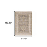 7' X 10' Beige Grey Machine Woven Oriental Indoor Arean Rug - Homeroots - Flyclothing LLC