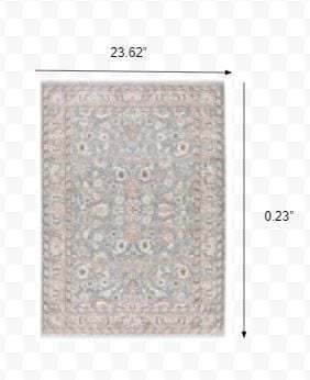 2' X 3' Blue Ivory Machine Woven Floral Oriental Indoor Area Rug - Homeroots - Flyclothing LLC
