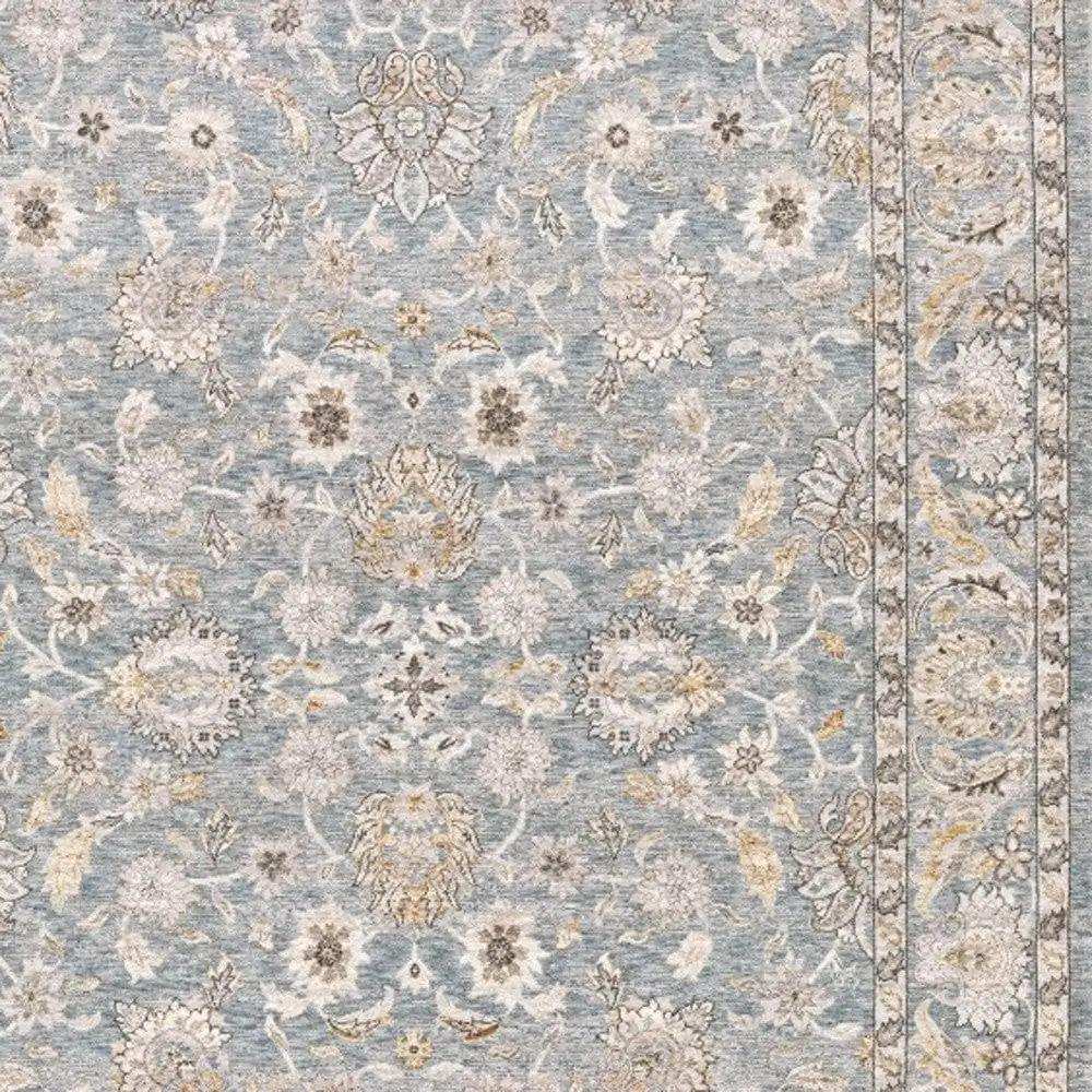 2' X 3' Blue Ivory Machine Woven Floral Oriental Indoor Area Rug - Homeroots - Flyclothing LLC