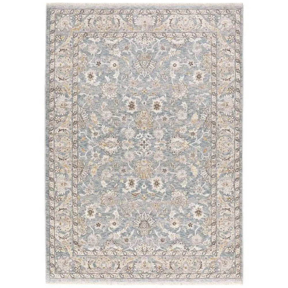 9' X 12' Blue Ivory Machine Woven Floral Oriental Indoor Area Rug - Homeroots - Flyclothing LLC