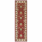 8' Red Ivory Machine Woven Floral Oriental Indoor Runner Rug - Homeroots - Flyclothing LLC