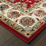 8' Red Ivory Machine Woven Floral Oriental Indoor Runner Rug - Homeroots - Flyclothing LLC