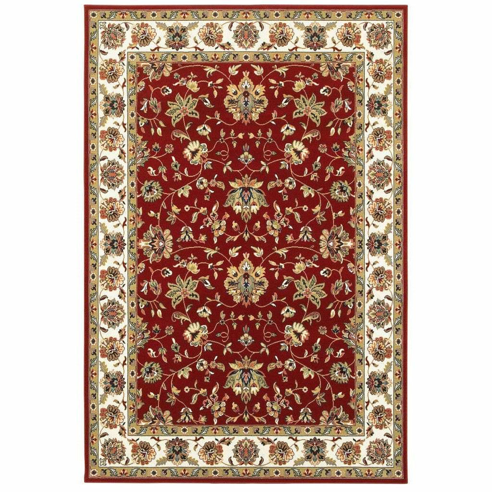 9' X 12' Red Ivory Machine Woven Floral Oriental Indoor Area Rug - Homeroots - Flyclothing LLC