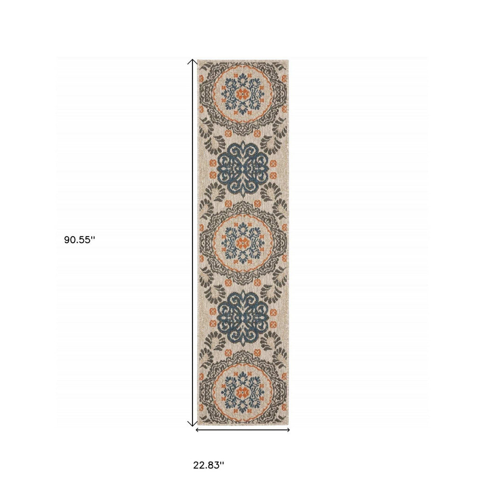 2' X 8' Blue and Gray Moroccan Indoor Outdoor Area Rug - Homeroots - Flyclothing LLC