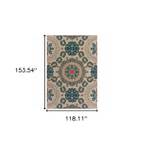 10' X 13' Blue and Gray Damask Indoor Outdoor Area Rug - Homeroots - Flyclothing LLC
