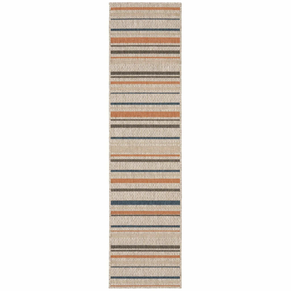 2' X 8' Blue and Gray Striped Indoor Outdoor Area Rug - Homeroots - Flyclothing LLC