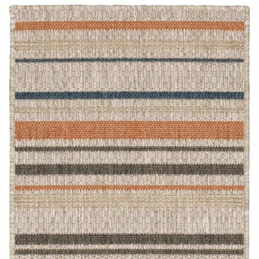 2' X 8' Blue and Gray Striped Indoor Outdoor Area Rug - Homeroots - Flyclothing LLC