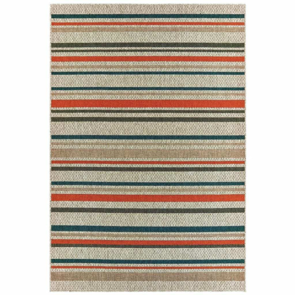 5' X 7' Blue and Gray Striped Indoor Outdoor Area Rug - Homeroots - Flyclothing LLC