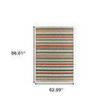 5' X 7' Blue and Gray Striped Indoor Outdoor Area Rug - Homeroots - Flyclothing LLC
