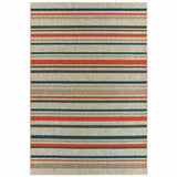 8' X 10' Blue and Gray Striped Indoor Outdoor Area Rug - Homeroots - Flyclothing LLC