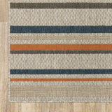 8' X 10' Blue and Gray Striped Indoor Outdoor Area Rug - Homeroots - Flyclothing LLC