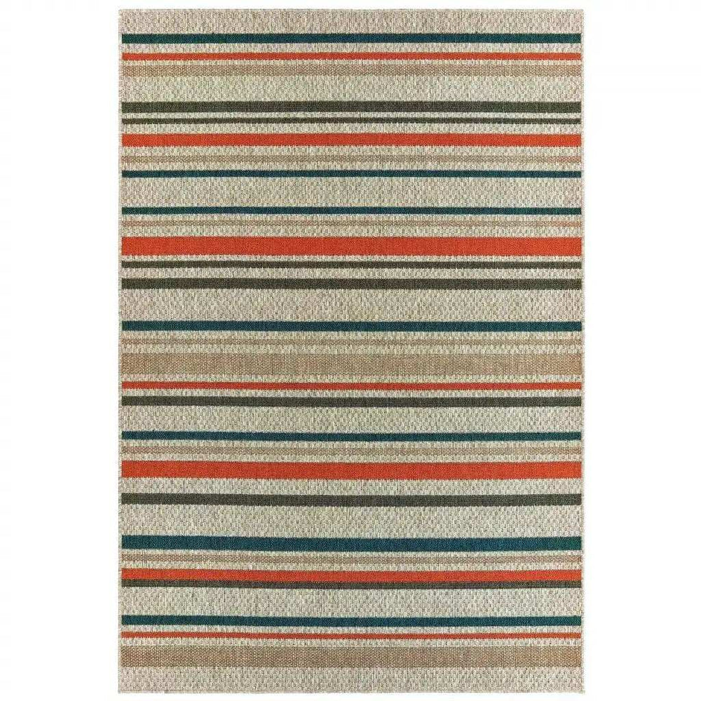 10' X 13' Blue and Gray Striped Indoor Outdoor Area Rug - Homeroots - Flyclothing LLC