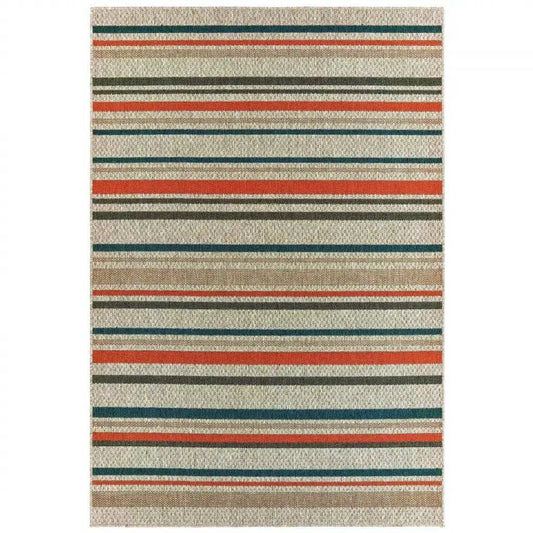 10' X 13' Blue and Gray Striped Indoor Outdoor Area Rug - Homeroots - Flyclothing LLC