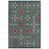 10' X 13' Blue and Orange Moroccan Indoor Outdoor Area Rug - Homeroots - Flyclothing LLC