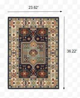 2' X 3' Blue Ivory Machine Woven Medallion Indoor Area Rug - Homeroots - Flyclothing LLC