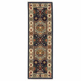 12' Blue Ivory Machine Woven Medallion Indoor Runner Rug - Homeroots - Flyclothing LLC