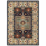 9' X 12' Blue Ivory Machine Woven Medallion Indoor Area Rug - Homeroots - Flyclothing LLC