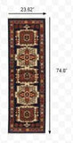 6' Blue Red Machine Woven Medallions Indoor Runner Rug - Homeroots - Flyclothing LLC