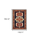 9' X 12' Blue Red Machine Woven Medallions Indoor Area Rug - Homeroots - Flyclothing LLC
