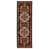 12' Red Blue Machine Woven Oriental Indoor Runner Rug - Homeroots - Flyclothing LLC