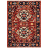5' X 8' Red Blue Machine Woven Oriental Indoor Area Rug - Homeroots - Flyclothing LLC