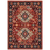 9' X 12' Red Blue Machine Woven Oriental Indoor Area Rug - Homeroots - Flyclothing LLC