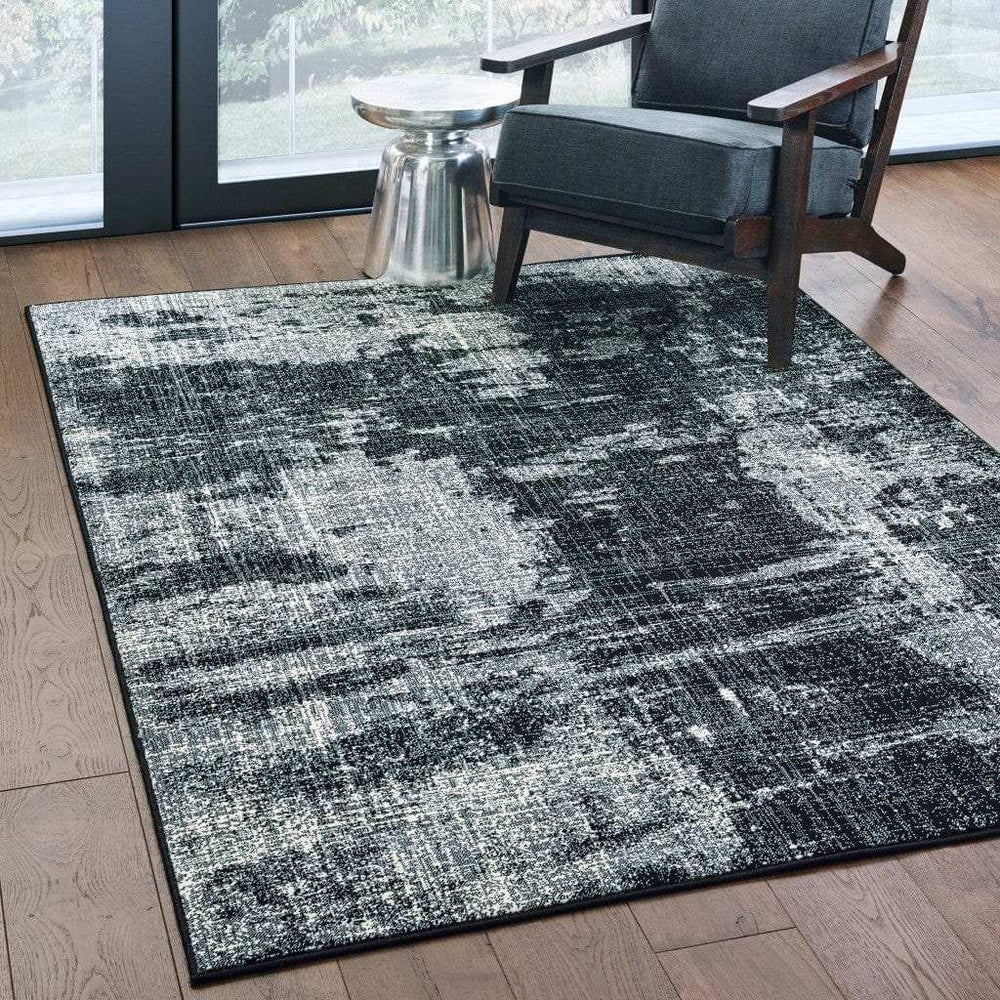 9' X 12' Black Ivory Machine Woven Abstract Indoor Area Rug - Homeroots - Flyclothing LLC